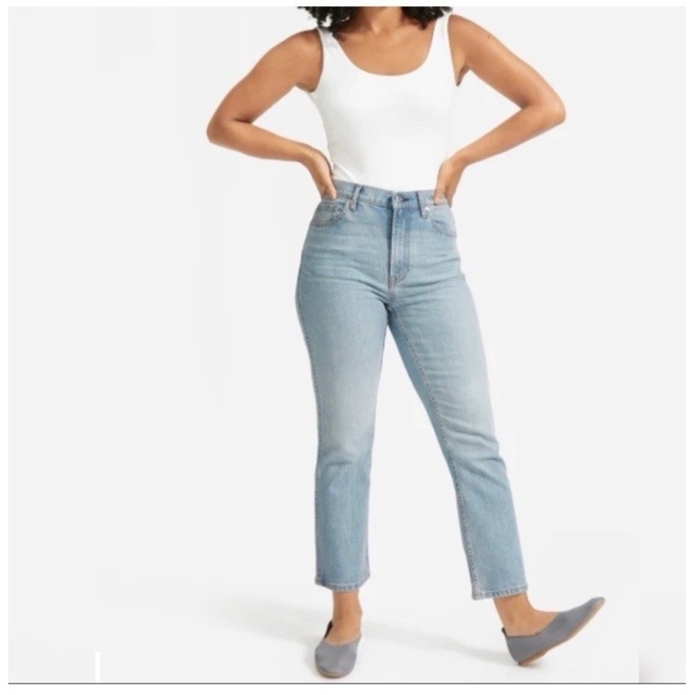 Everlane Cheeky Bootcut Denim Jean Stretch Light Wash Sunbleached Blue 27 Crop